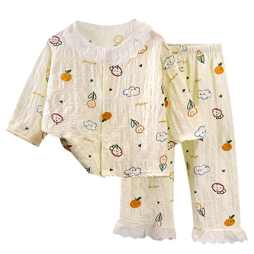 【儿童春秋长袖薄款家居服】巴比童装睡衣儿童春秋夏长袖薄款家居服女孩宝宝时光棉韩版空调服套装 商品图4