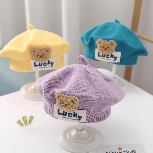 儿童帽子秋冬款婴幼儿针织贝雷帽可爱小熊男女童宝宝画家毛线帽潮5-36个月 商品图1
