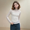 西遇立体提花肌理感长袖T恤女秋季轻薄花边半高领设计感上衣V2951289 商品缩略图3