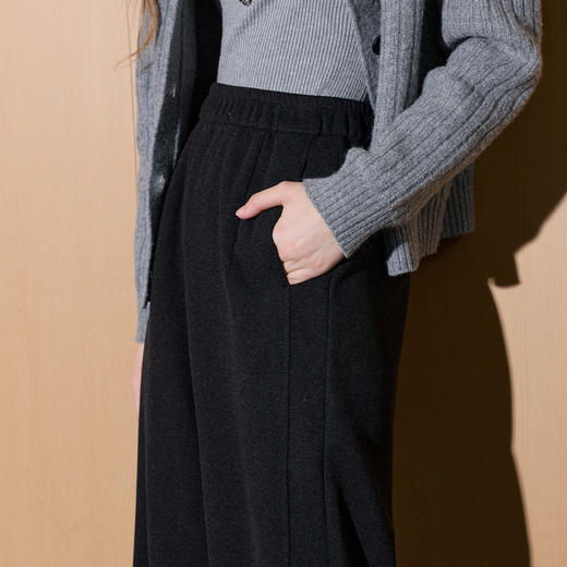 三彩2025冬季新款慵懒休闲长裤松紧高腰直筒裤显瘦垂感百搭M 商品图1