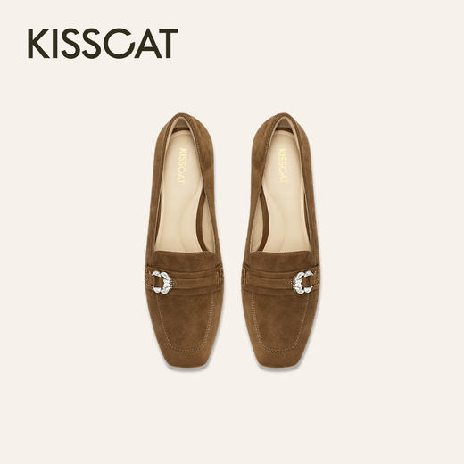 【云粉节】BF楼KISSCAT接吻猫[优雅氛围]乐福鞋25秋新款粗跟真皮黑色深口单鞋女KA65691-10吊牌价1299活动价699 商品图3