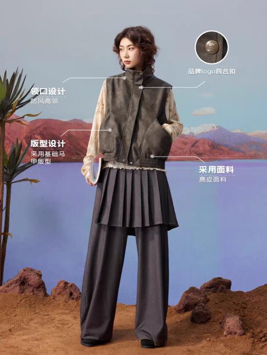 马得工地/MDGDMJ13239/麂皮立领刺绣马甲 商品图2