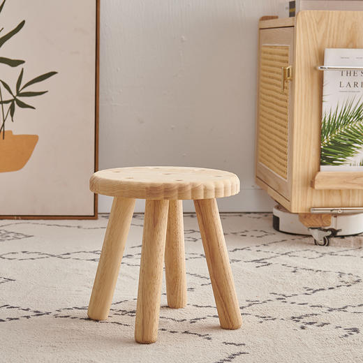 Trees&wind饼干实木小凳|橡胶实木天然原木色，承重稳稳当当 ！ 商品图9