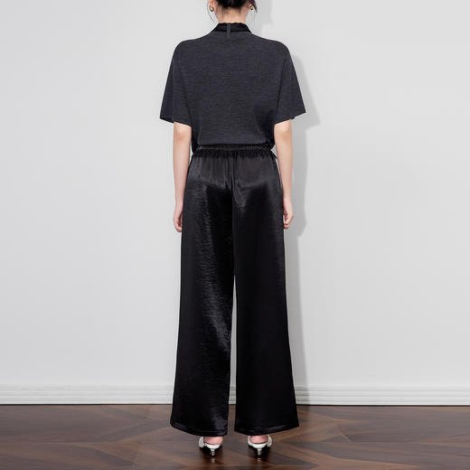 「高货wl」全新升级【铂金会员220/天猫289/差价69】(10827)洛诗琳精致蕾丝花边缎面直筒裤2025秋季垂感显瘦休闲裤女 商品图2