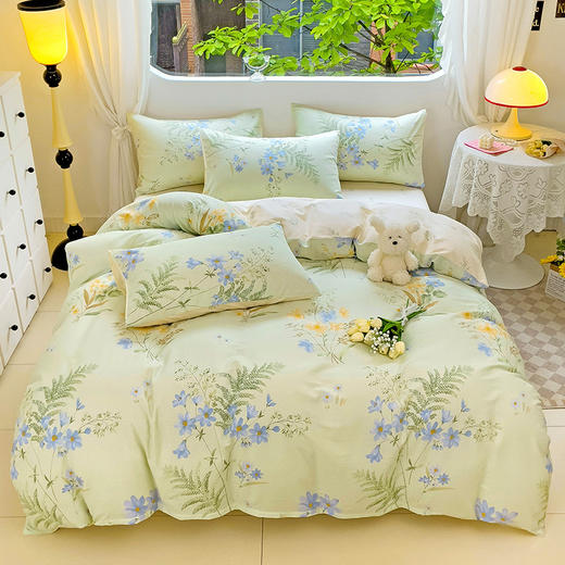 自然醒全棉印花100全棉床上四件套夏天纯棉被套床单宿舍被罩三件套床品NH161 商品图3