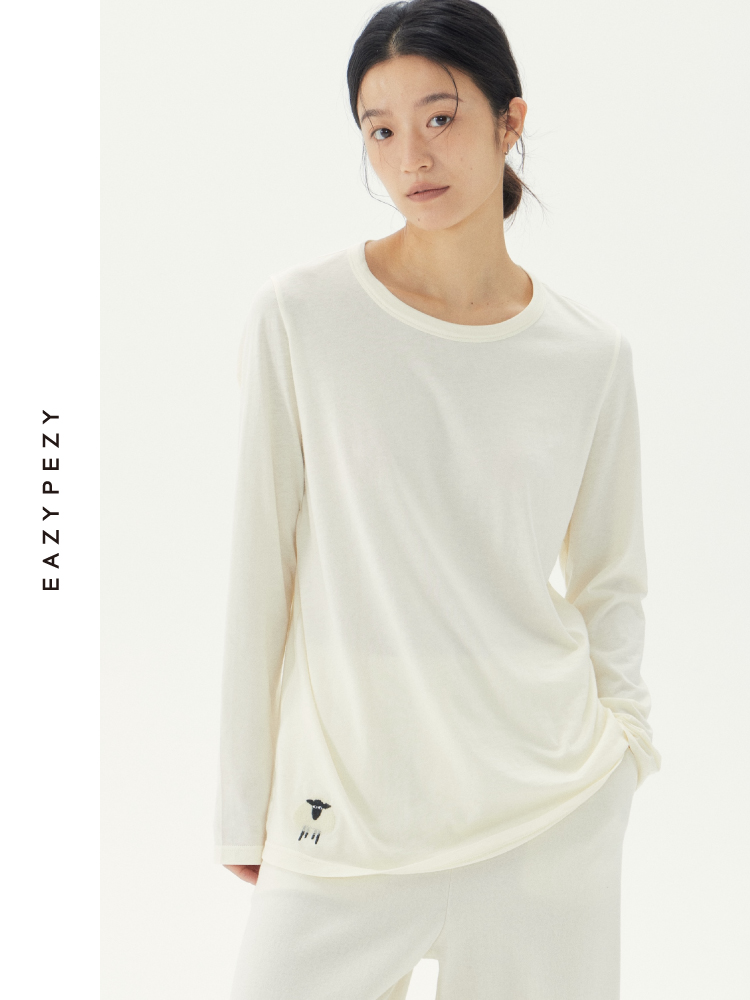 黑脸羊3.0长绒棉真丝羊毛长袖T恤