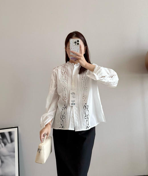 伊芙丽重工镂空刺绣上衣衬衫082804 商品图7