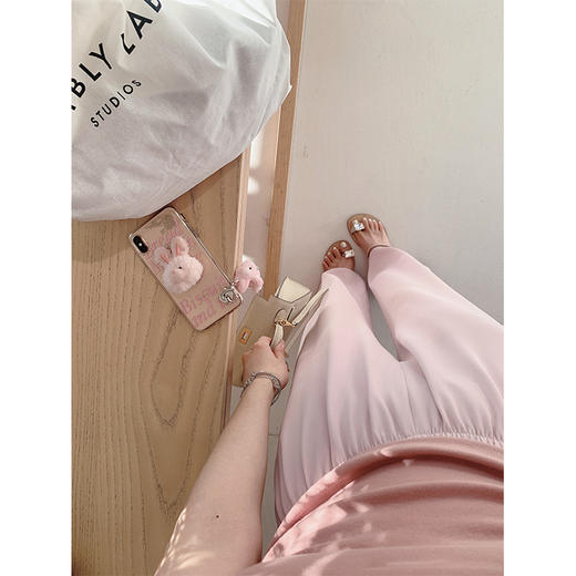 金蘑菇菇 假日滑滑裤 /高腰直筒垂感拖地裤松紧腰 商品图8