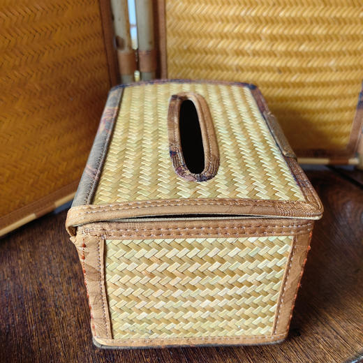 典藏香云纱升级版竹编纸巾盒小号 商品图6