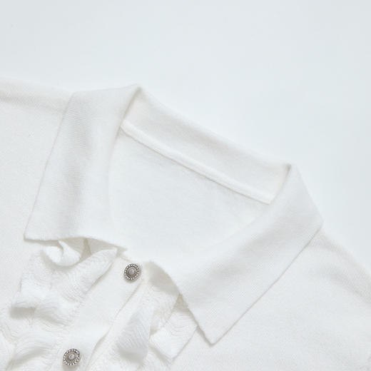 西遇法式重工木耳花边名媛风针织衫女秋季收腰显瘦短款外套V3055139 商品图5