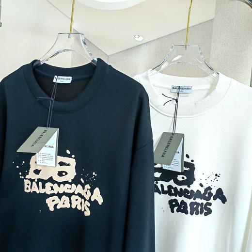 巴黎世家新款经典涂鸦字母印花圆领卫衣 商品图3