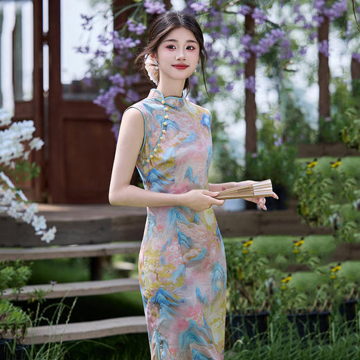 无袖国风少女复古修身日常夏季旗袍 SC21590 商品图4