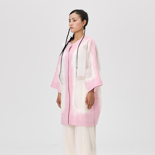 真丝羊绒相拼手工毛毡女大衣  SJF97W380N 商品图4