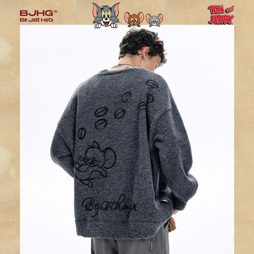 【猫和老鼠联名】BJHG不计后果北极绒毛衣男女款秋季趣味纱线外套 商品图1