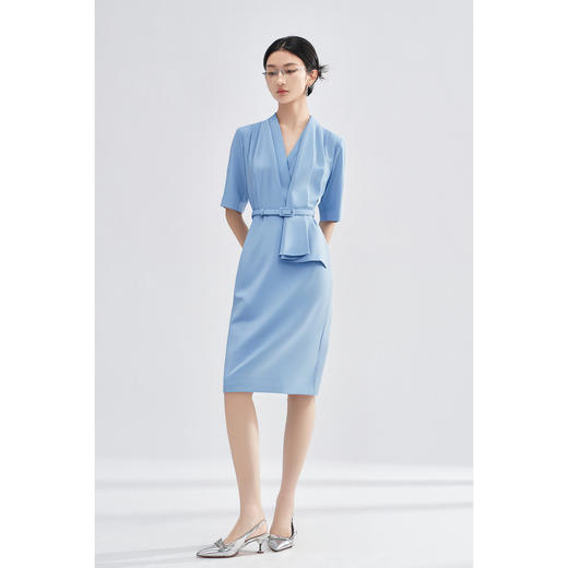 米思阳2026春季新款法式高级感连衣裙职业气质V领修身裙子女3488 商品图4