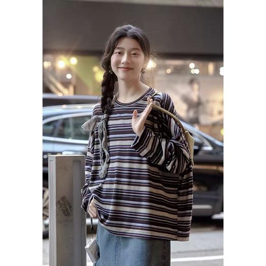条纹针织长袖T恤｜慵懒复古好穿，柔软有分量还抗皱 商品图3