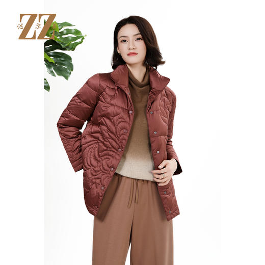 佐尔美秋冬上新 时尚立领精致压纹保暖羽绒服女M44YY04 商品图1