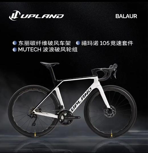UPLAND阿普兰Balaur巴勒超轻全碳纤维自行车公路车24速白色碳轮版 商品图2