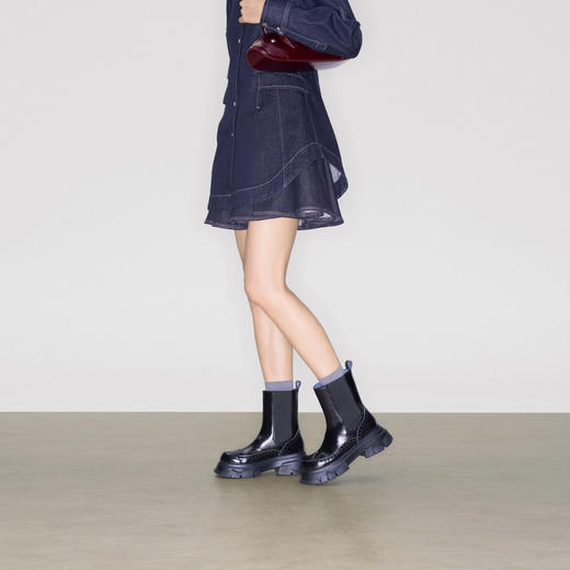 lost in echo2025早秋新款布洛克碎石底牛皮厚底增高短靴切尔西靴 商品图3