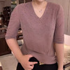 FW 9012时尚v领洋气百搭弹力网纱气质上衣 商品缩略图0