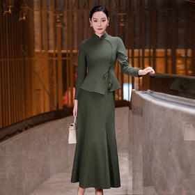 YBY L849秋季改良旗袍新中式复古A摆套装