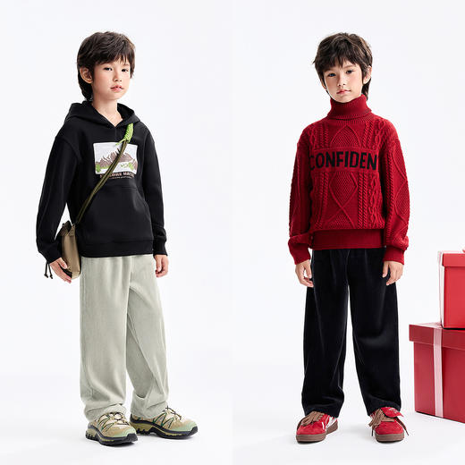 男童全腰针织夹裤冬季新款安奈儿童装EB546619 商品图3