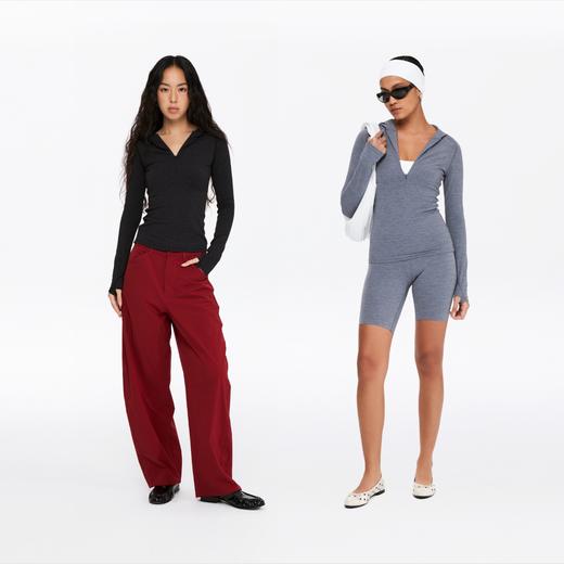 oneup半拉链连帽修身运动长袖 商品图4