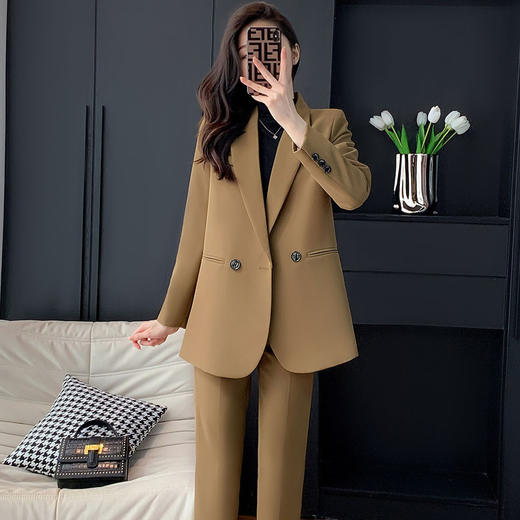 奢姿女装2025新款气质翻驳领职业套装女士九分裤时尚西装两件套25005690 商品图0
