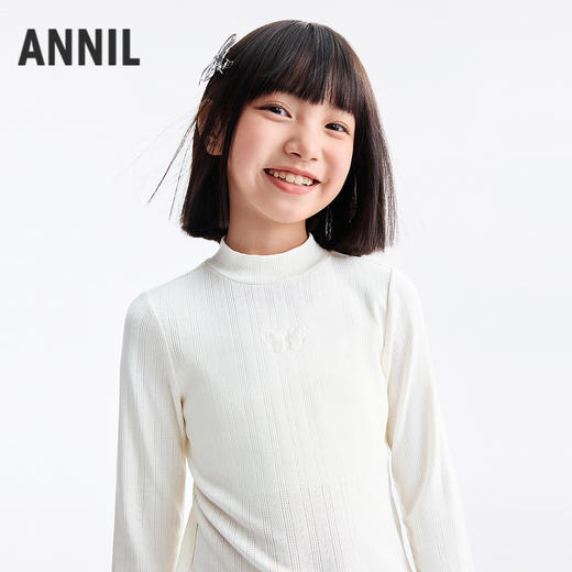 【天丝莫代尔】女童中领长袖针织衫秋季新款安奈儿童装EG531668 商品图2