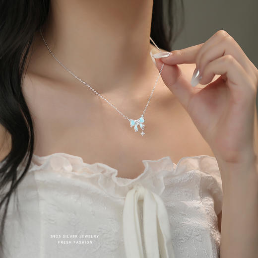 【蝴蝶之夏】S925纯银滴胶荧光夜光蝴蝶项链【YXS-A4490】 商品图3