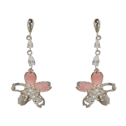 【预售3天】春季新款气质时尚甜美百搭锆石花朵流苏耳坠小众轻奢设计感耳环女M02-425 商品图4