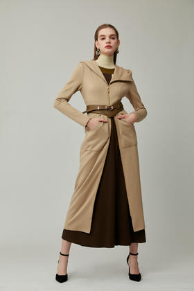 SAFICOO  时尚休闲 不对称连帽设计 风衣式连衣裙