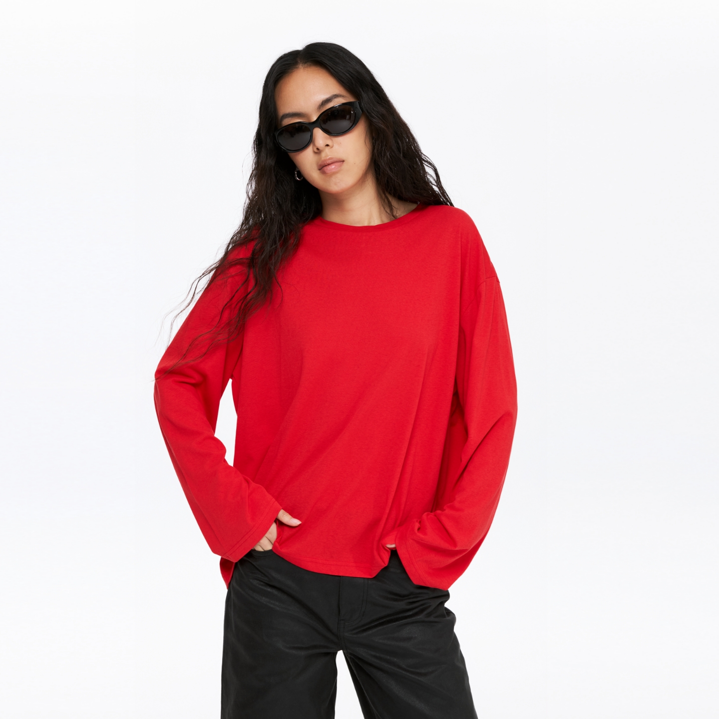 oneup亚麻宽松圆领长袖