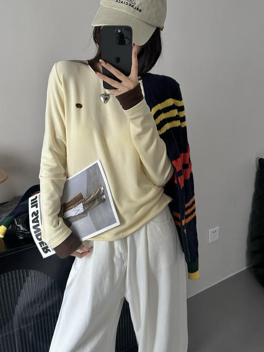 秋季必备韩国订单egg鸡蛋马卡龙德绒T恤 商品图5