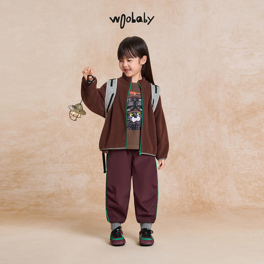 【woobaby】儿童防水透湿外套25秋季新品连帽外套男童女童拼色上衣 商品图2