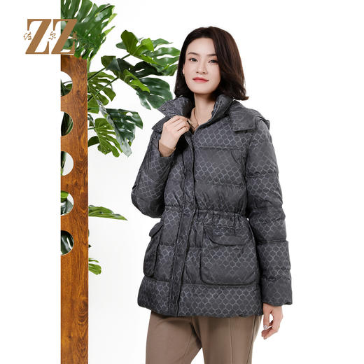 佐尔美冬季新款 气质时尚保暖格纹羽绒服外套女E34YY44 商品图3