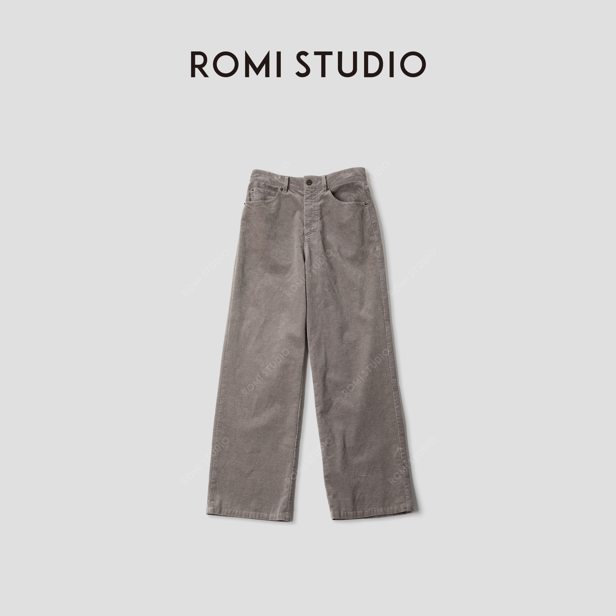 ROMI STUDIO“复古韵味”棉氨混纺灯芯绒鱼骨纹洗水长裤 RWCWXG5466