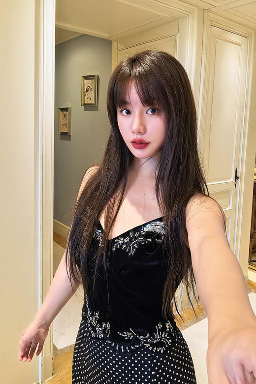 逸红颜明月优选#丝绒刺绣吊带+法式波点裙『云间游』刺绣钉珠工艺 精致大姐姐套装 商品图2