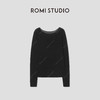 ROMI STUDIO 100%水溶羊毛黑色一字领落肩卷边针织衫 RW24WSD1134 商品缩略图1