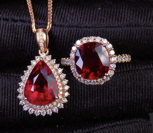 碧玺戒指吊坠套装 商品图3
