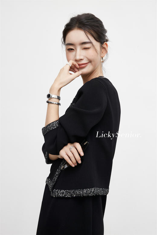 进口串珠珠片秋新品罗马针织高密开衫外罩 商品图4