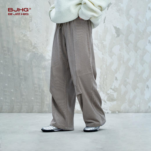 BJHG不计后果慵懒垂感休闲裤子男款秋季刺绣设计感针织阔腿裤子女 商品图2