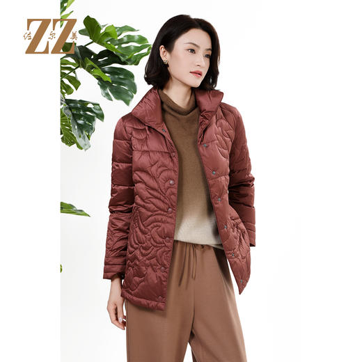 佐尔美秋冬上新 时尚立领精致压纹保暖羽绒服女M44YY04 商品图0