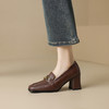 【预售5天】软羊皮高跟乐福鞋女新款法式复古金属扣方头粗跟单鞋通勤小皮鞋WXJFG&W457 商品缩略图2