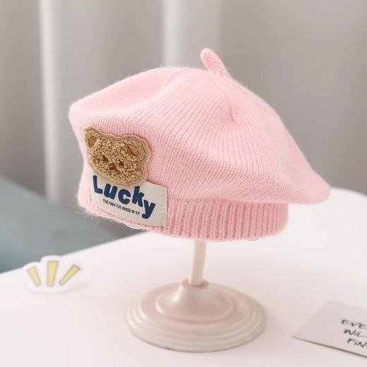 儿童帽子秋冬款婴幼儿针织贝雷帽可爱小熊男女童宝宝画家毛线帽潮5-36个月 商品图5