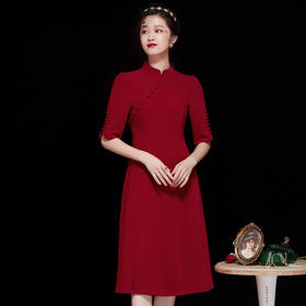 「自」全新升级【铂金会员358/天猫479/差价121】(41532)洛诗琳优雅国风连衣裙2025早秋新中式改良开叉显瘦旗袍裙女