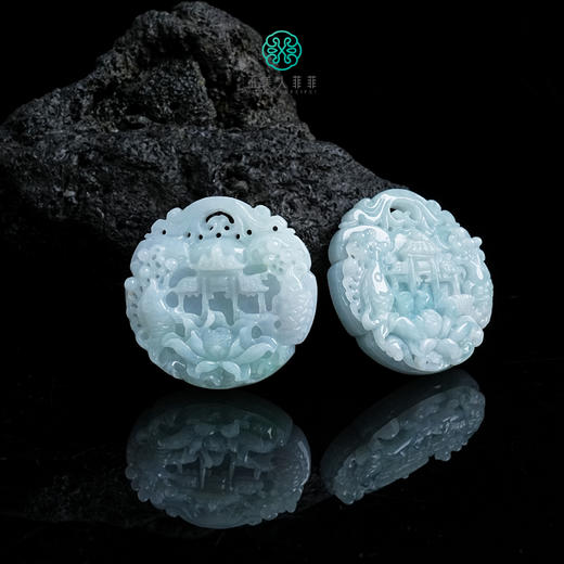 D翡翠吊坠-鱼跃龙门圆牌50# 商品图0