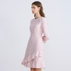 EITIE爱特爱精致粉色粗花呢荷叶裙摆圆领通勤2025秋季新款连衣裙C2507842 商品缩略图3