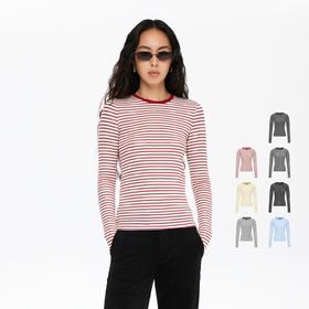 oneup天丝羊毛彩色条纹长袖