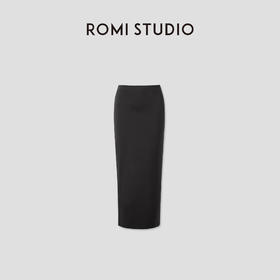 ROMI STUDIO“气质优雅”轻薄柔顺松紧腰后开叉针织半裙 RWCSXJ1809